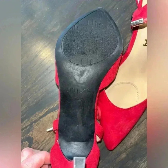 UNISA Red‎ Suede Pointed Toe Lace-Up Flats Elegant Ballet Style Shoes - Picture 4 of 6